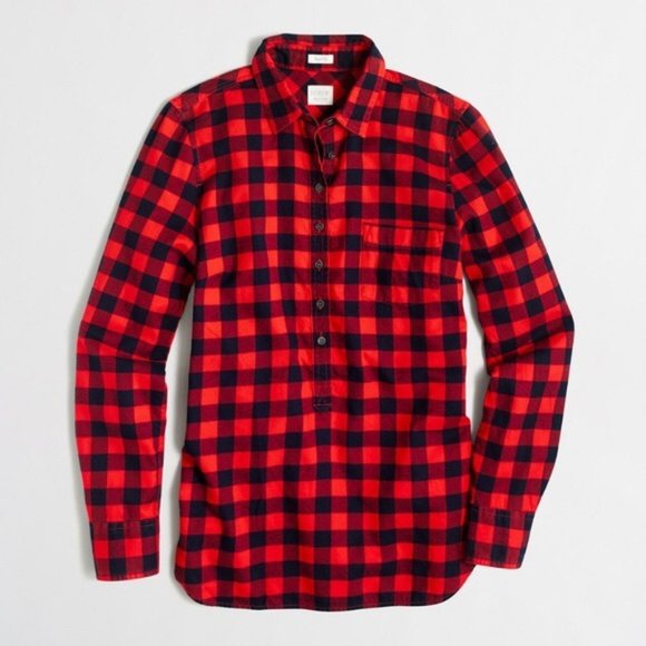 J. Crew Factory Tops - J. Crew Perfect Fit Flannel Buffalo Check Popover